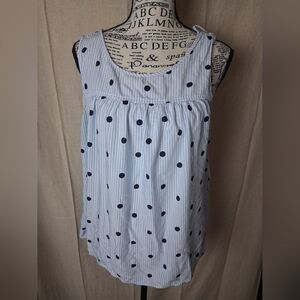 Crown & Ivy Navy Polka Dot Tank Top Xl
